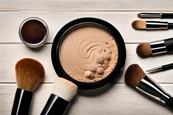 Main appliquant une fine couche de base matifiante sur la zone T avec une éponge à maquillage