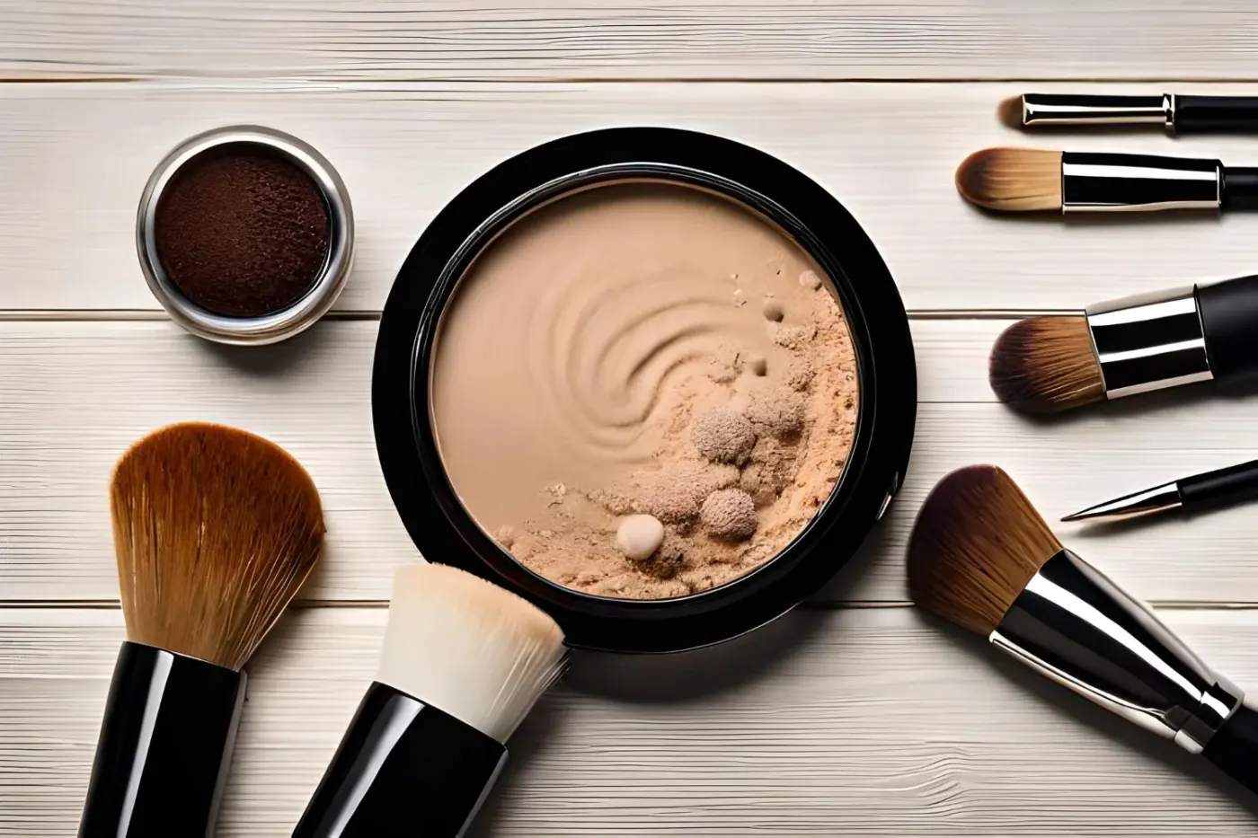 Main appliquant une fine couche de base matifiante sur la zone T avec une éponge à maquillage